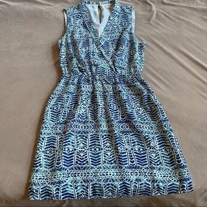 Forever 21 Sleeveless Dress - Blue and Green Print, Size Small
